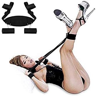 Copules Bed Straps Set Kit with Neck Pillow Support Sling and Soft Comfortable Ankle Wrist Cuffs - Black