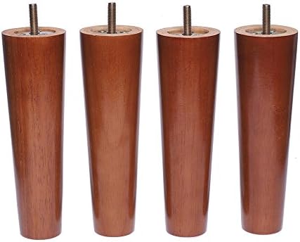 Bikani 12" Round Wood Sofa/Couch/Chair/Ottoman Solid Wood Leg Walnut Finish (12 Inches,4 pcs, Walnut Color)