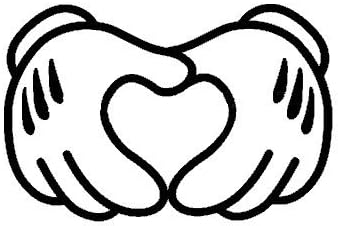 Mickey Mouse corazón manos 6 negro coche camión pegatina de pared