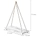 MyGift 17-inch Whitewashed Wood Hanging Swing Rope Floating Shelves - Farmhouse Rustic Triangle Wall Plant Shelf, Set of 2