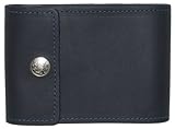 Dark Blue Leather Checkbook Cover for End-Stub Wallet Checks