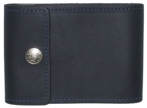 Dark Blue Leather Checkbook Cover for End-Stub Wallet Checks
