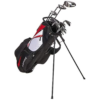 Aspire XD1 Mens Complete Golf Clubs Package Set Includes Titanium Driver, S.S. Fairway, S.S. Hybrid, S.S. 6-PW Irons, Putter, Stand Bag, 3 HCs Right