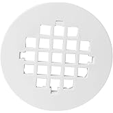 Thrifco 4401249 4-1/4 Inch White Plastic Strainer - Shower Drain Square Grid