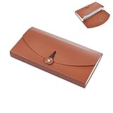 Oak-Pine 13 Pocket Expanding Check Bill File Folder Small Accordion File Folder Expandable Card Ticket Holder File Storage Folder Plastic Business Document Organizer Wallet Case(Claret)