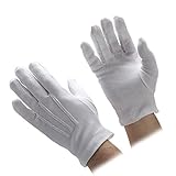 Beaded Cotton Parade Standard Length Gloves - White