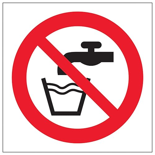 V Safety Not Drinking Water Symbol 100 x 100 mm - 3mm Brushed Aluminium Composite Safety Sign