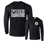 Fair Game Fire Rescue Firefighter Duty Front & Back Long Sleeve T-Shirt-Black-Medium