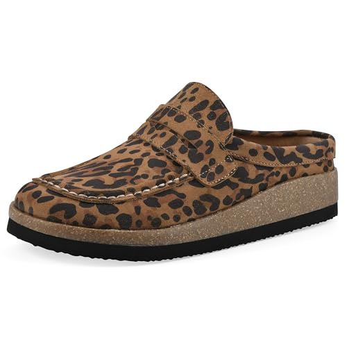 White Mountain Women's Brinlee Mule, Brown Leopard Suede, 8 M