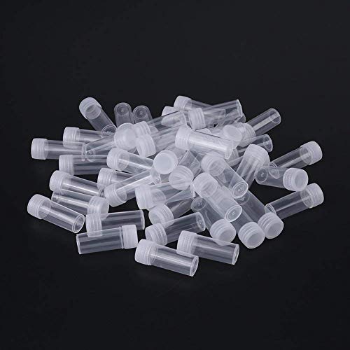 Hilitand 50Pcs 5ml Volume Plastic Sample Bottles Small Storage Container Test Tube Vial Storage Container 15mmx40mm/0.59x1.57inch