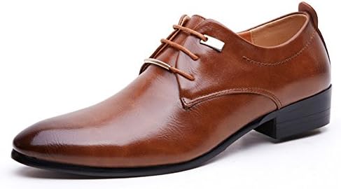 Orcworld Men's Lace Up Pointed Toe Oxford Dress Shoes(Brown) US 7