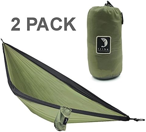 2-Pack Tribe Provisions Double Person Adventure Hammock Rip-Stop Nylon - Green