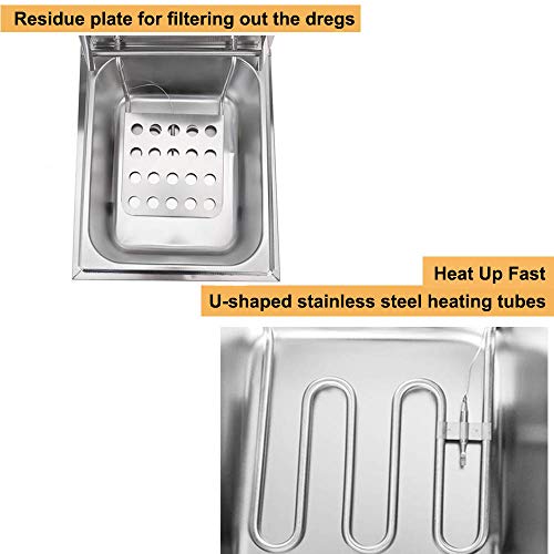 Electric Deep Fryer, Commercial Countertop Deep Fryer with Basket Stainless Steel 6L French Fry Restaurant Home Kitchen, 110V/2500W Max - Thumbnail 5