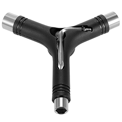 Zeato All-In-One Skate Tools Multi-function Portable Skateboard Y Tool Accessory with Y-type Allen Key and L-type Phillips Head Wrench Screwdriver - Black - Thumbnail 2