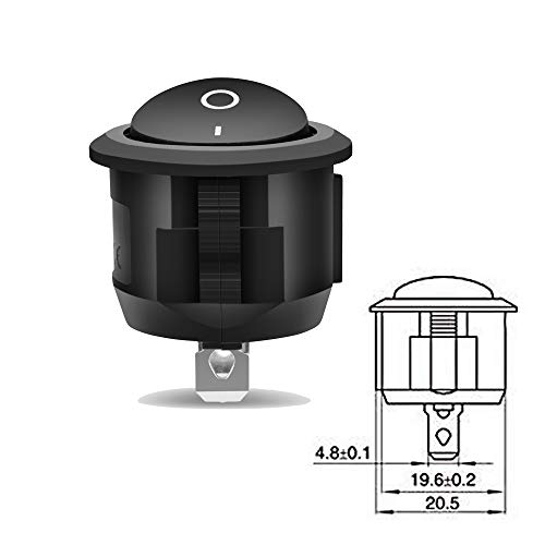 12 Pcs SPST Snap-in ON-Off 2 Pin Round Snap Rocker Boat Switch Black AC 250V 6A 125V 10A for Car Auto Boat Household Appliances by MXRS