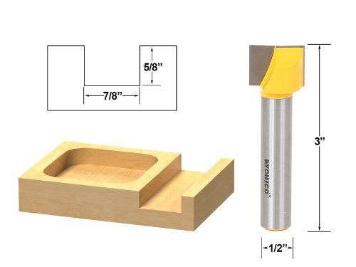 Yonico 14972 Bottom Cleaning Dado Router Bit with 7/8-Inch W X 5/8-Inch H 1/2-Inch Shank
