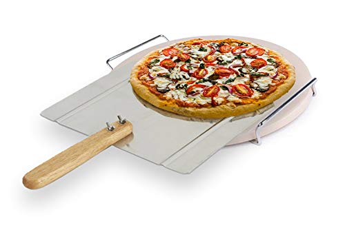 Pizza Grilling Stone, Peel and Rack Complete Set for BBQ or oven