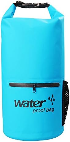Findbest Premium Durable Waterproof Dry Bag for Water Sports with Exterior Zip Pocket Shoulder Strap - Roll Top Dry Compression Sack Keeps Gear Dry for Kayaking, Beach, Rafting (blue, 10L)