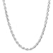 3.2mm 925 Sterling Silver Nickel-Free Diamond-Cut Rope Link Italian Chain, 22