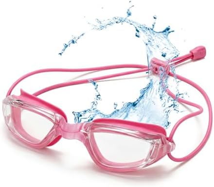 Aegend Swimming Goggles with Adjustable Bungee Strap - No Leak Anti-Fog Swim Goggles for Adults Men Women, Comfort Fit Mirrored/Clear Lens for Laps & Open Water