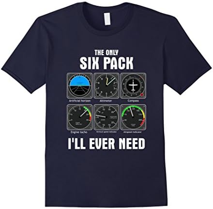 Mens The Only Six Pack I'll Ever Need Pilot T-Shirt Large Navy