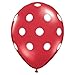 25Ct Assorted Red and Black Balloons with White Polka Dots