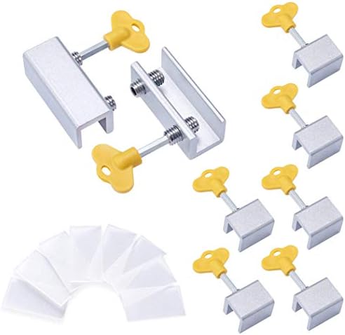 8Pcs Adjustable Sliding Window Locks Stops, MERYSAN Aluminum Alloy Door Frame Security Lock with Keys and Protective Gaskets for Baby Child Elderly Home Pet Safety(6 Single Holes + 2 Double Holes)