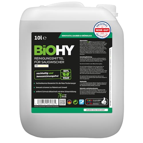 BiOHY Reinigungsmittel für Saugwischer mit Frischeduft (10 Liter Kanister) | 1:200 Konzentrat für alle Nass-Trockensauger & Waschsauger | Für Fliesen,