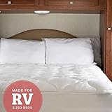 eLuxurySupply RV Mattress Pad - Extra Plush Bamboo Topper with Fitted Skirt - Made in The USA - Hypoallergenic - Mattress Cover for RV, Camper - Short Queen
