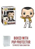 Funko Freddie Mercury [Wembley Stadium 1986]: Queen x POP! Rocks Vinyl Figure & 1 POP! Compatible PET Plastic Graphical Protector Bundle [#096 / 33732 - B]