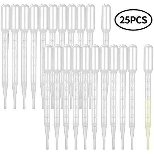 FINGOOO 25PCS Plastic Transfer Pipettes Disposable Plastic Transfer Pipettes Makeup Tool with Essential Oils Dropper for Lab and Makeup