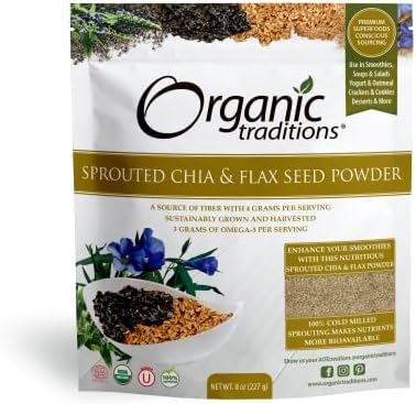 organic traditions Sprouted Chia & Flax Seed Powder,8oz (227g) price in ...
