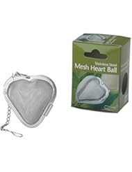 HIC Heart Shaped Loose Tea Leaf Strainer and Herbal Infuser, 18/8 Stainless Steel, Mesh Tea Ball, 2.5-Inch