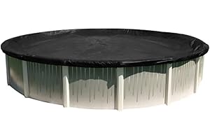 Buffalo Blizzard 18 ft Round Pool Cover | Deluxe Above Ground Pool Cover | Blue/Black Reversible Heavy Duty Winter Pool Cover | Cold and UV Resistant | Shields Pools from Seasonal Debris