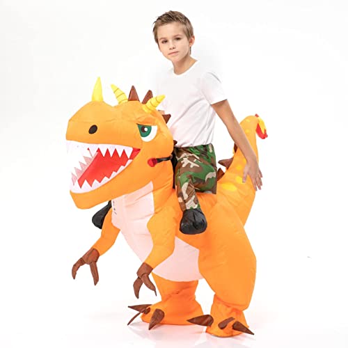 Halloween Inflatable Dinosaur Costume for Kids ,Riding T Rex Air Blow
