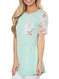 PAPAPA women's summer short sleeve striped casual top blouse t shirt with pocket