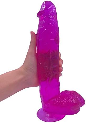 YJbcfha--035, 11.4" Realistic D-i-Ld-0s with Suction CupBig Size , ZZ-1010-UU(Clear Purple)