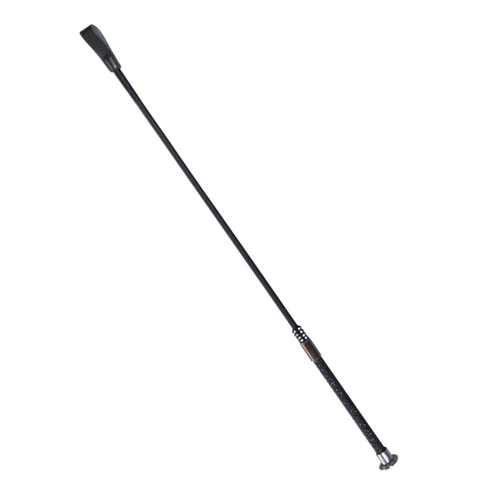 Snowbee Horse and Pony Riding Whip, Black - High-Quality Equestrian Riding Crop With Microfiber Anti-Slip Silicone Print Handle & Leather Keeper - Size 65cm