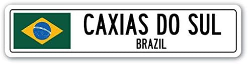Caxias Do Sul Brazil Street Sign Brazilian Flag City Country Road Wall Gift 2PCS