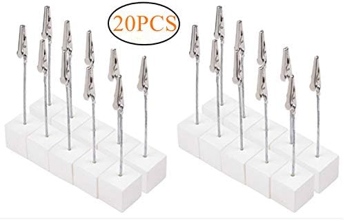 Dproptel 20pcs Memo Clip Holder Stand Photo Display Clip with Alligator Clasp for Pictures Card Paper Note Clip - Shop Display Price Tag (White)