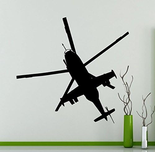 Higoss Silhouette Wall Sticker Apache Helicopter Military Forces Vinyl Wall Decal
