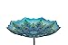 Evergreen Garden Stunning and Intricate Peacock Feather Inspired Glass Bird Bath Bowl with Metal Stake - 11" Long x 11" Wide x 26.75" High primary