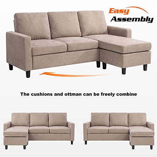 Walsunny Convertible Sectional Sofa for Small Space LShaped Couch with