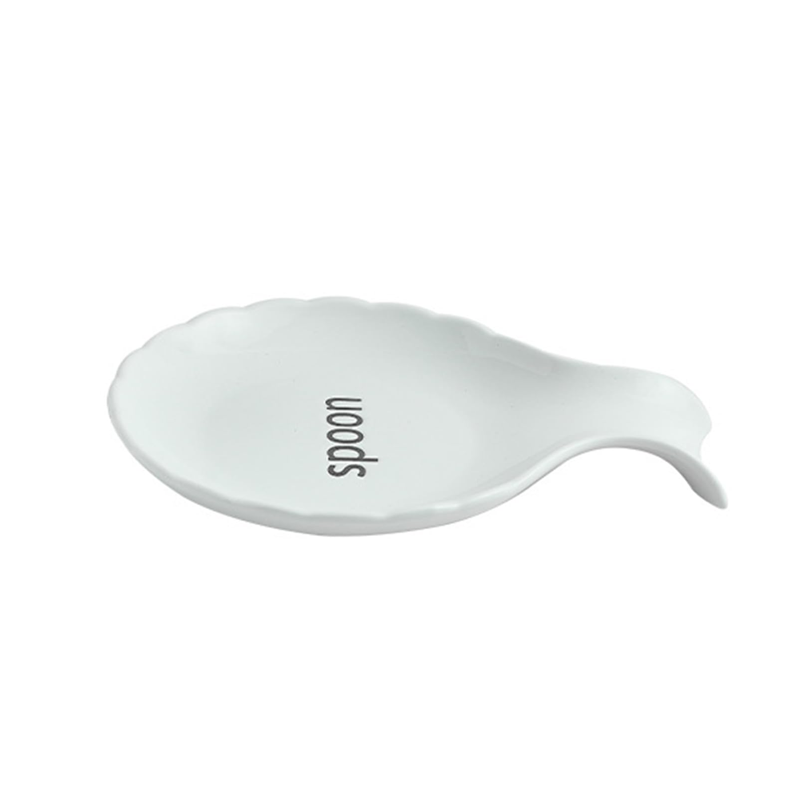 Soulnioi Spoon Rest Ceramic Spoon Holders Utensil Rest Stand Kitchen Counter Rest with Mini Handle for Spoons, Tongs, Spatula - White