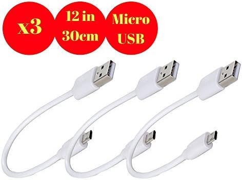Hercules Tuff Micro USB Cable 1ft Charger - Cables Compatible with Samsung, Kindle, Android Smartphones, Galaxy S6, Edge, Moto & PS4 - White, Pack of 3