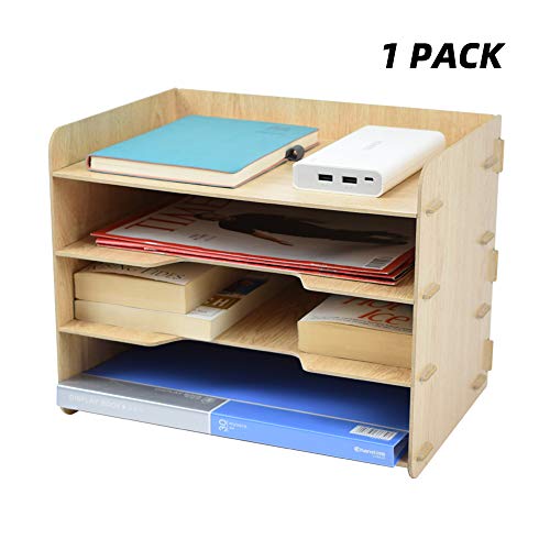 TWOHANDS Letter Tray & Stacking Supports Paper Tray 4 Tier Desk