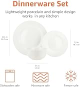 Amazon Basics 18-Piece Dinnerware Set White Service for 6 Porcelain view 8