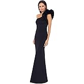 Betsy & Adam Womens Long Scuba Crepe One Shoulder GownFormal Dress