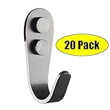 KES SUS 304 Stainless Steel Storage Organizer Hook Bathroom Single Robe Towel Coat Hook Rustproof Kitchen Utensil Utility Hanger SOLID Metal Heavy Duty Wall Mount, Brushed Finish, 20 Pack, A2062-P20