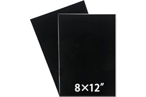 YATOKIS 2 Pcs Black Acrylic Sheet 8 x12x 0.04" Hard Plastic ABS Sheets Black Plexiglass Sheet Smooth Surface Acrylic Board with Protective Paper,Color Plastic Plexiglass Sheet for Crafts Sgins